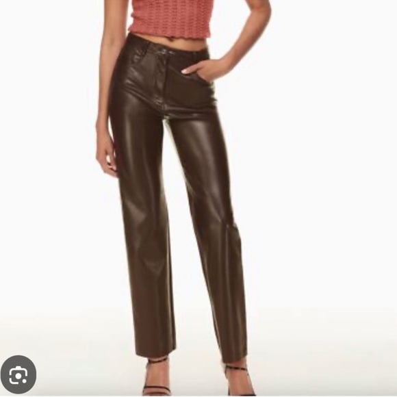 Wilfred the Melina Pant High-Waisted Vegan Leather Pants Rich Mocha Brown Size 2 - Picture 3 of 7